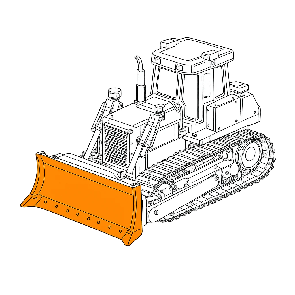 Construction bulldozer representing building the future